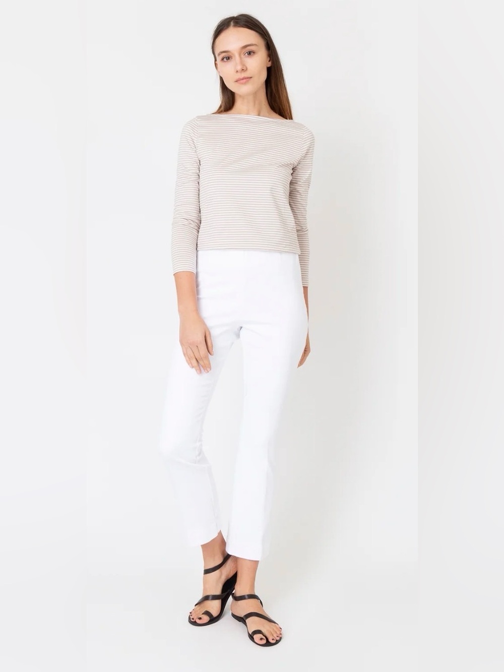 ANN MASHBURN Faye Flare Cropped Pant in white